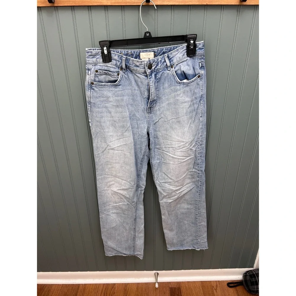 Kate Spade New York Light Wash Straight Leg Raw Hem Jeans Size 28 High Rise Blue